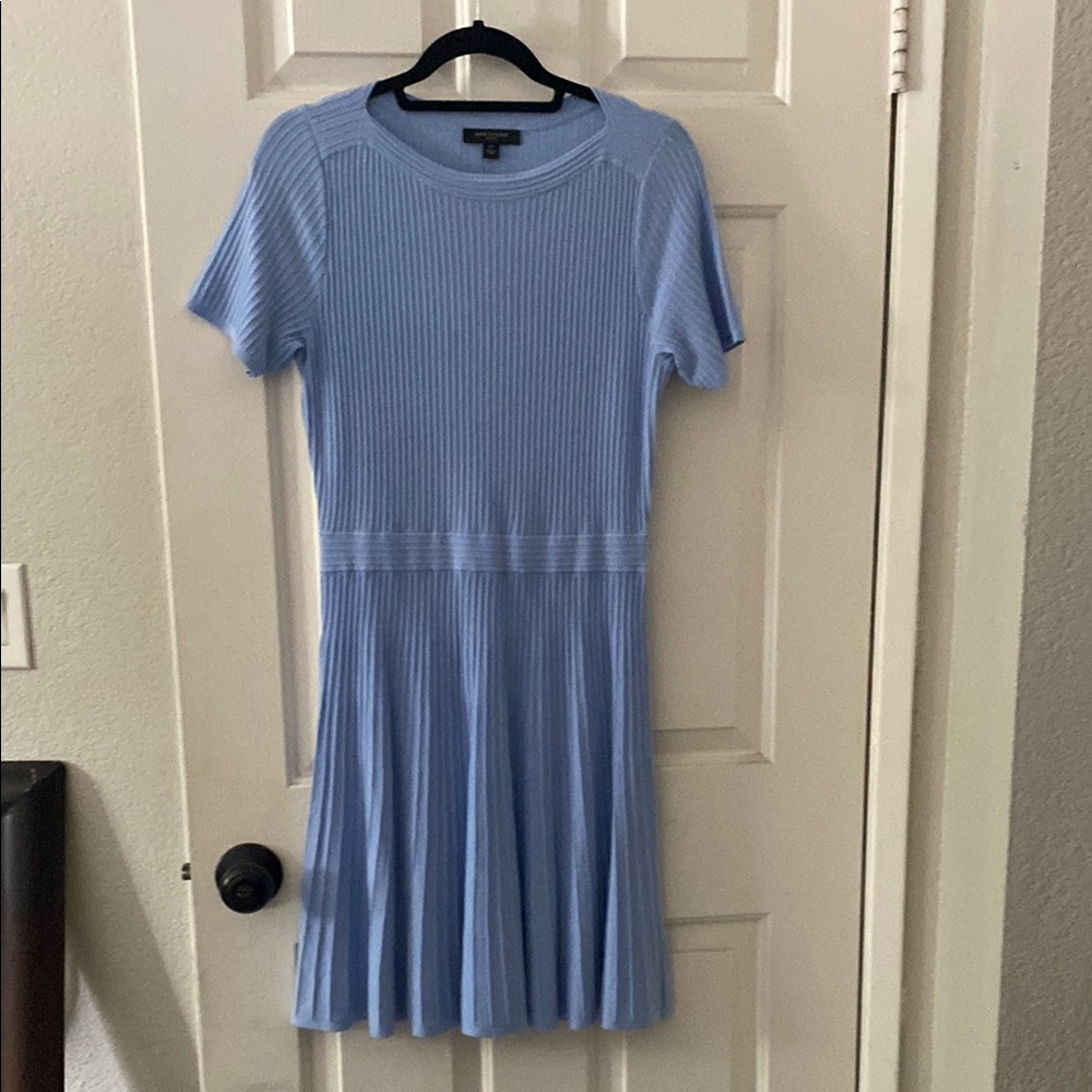 Blue Ribbed Knit Dress